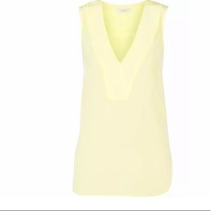 Derek Lam 10 Crosby Yellow Silk and Lace VNeck Top